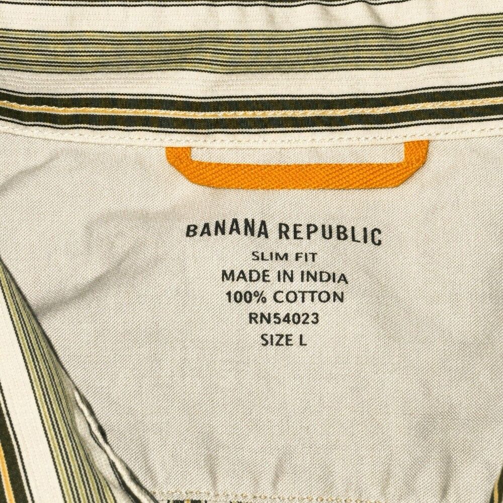 NWOT Banana Republic Mens Large Slim Fit Striped Pearl Snap Shirt 2007 - Picture 5 of 7
